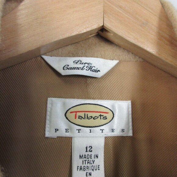 Talbots Pure Camel Hair Nehru Band Collar Blazer Women 12 Beige Button Vtg 520 - Picture 3 of 10